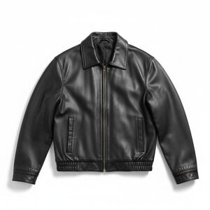 New York Andrew Marc Black Leather Jacket Women's Small Zip Front Classic